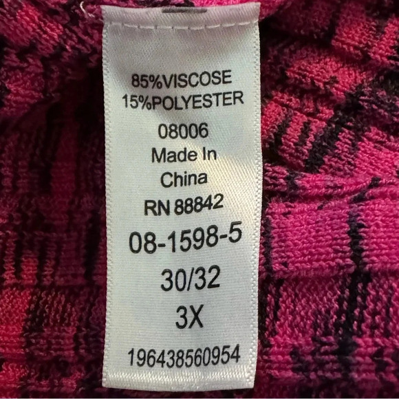 Roamans 3X Sweater Pink Black Striped Long Sleeve Henley Scoop Neck Asymmetrical - Picture 6 of 7